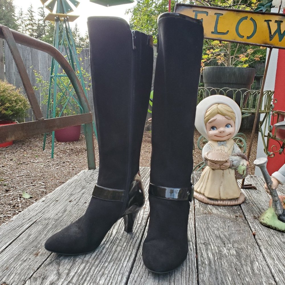 Circa Joan & David Carita Black Suede Boots 6.5